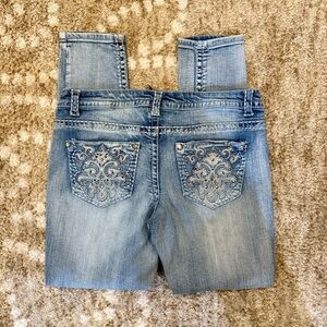 Paisley Sky Light Wash Stretch Skinny Jeans